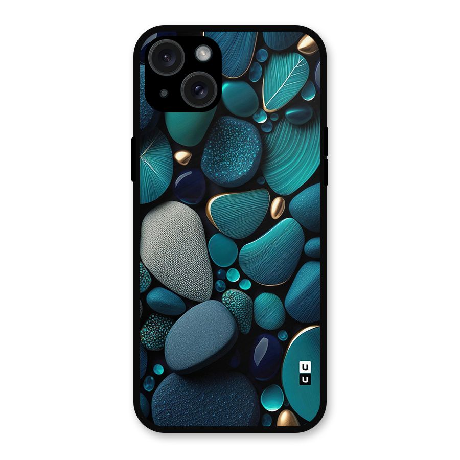Beautiful Pebble Stones Metal Back Case for iPhone 15 Plus