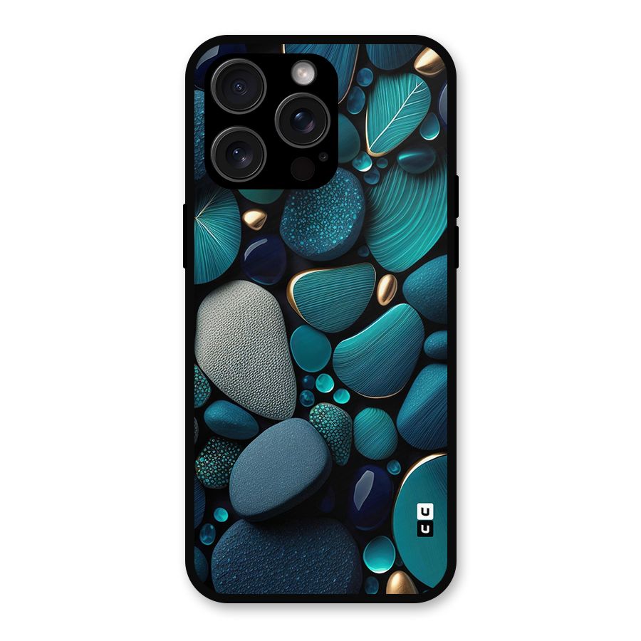 Beautiful Pebble Stones Metal Back Case for iPhone 15 Pro Max
