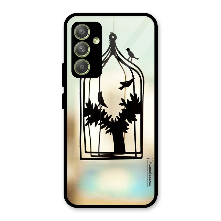 Beautiful Pegion Cage Glass Back Case for Galaxy A54
