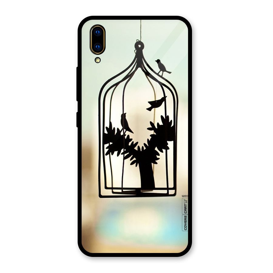 Beautiful Pegion Cage Glass Back Case for Vivo V11 Pro