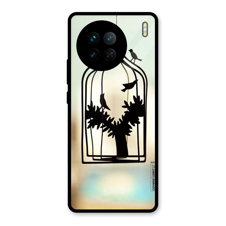 Beautiful Pegion Cage Glass Back Case for Vivo X90