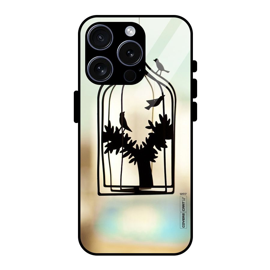 Beautiful Pegion Cage Glass Back Case for iPhone 15 Pro