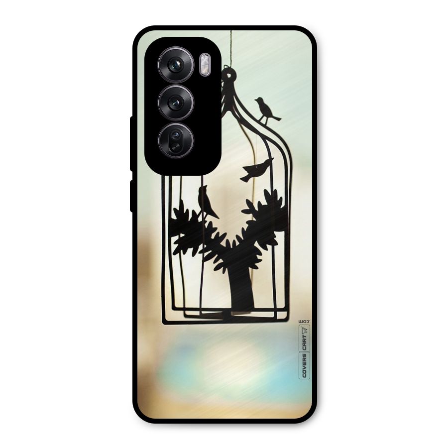 Beautiful Pegion Cage Metal Back Case for Oppo Reno12 Pro