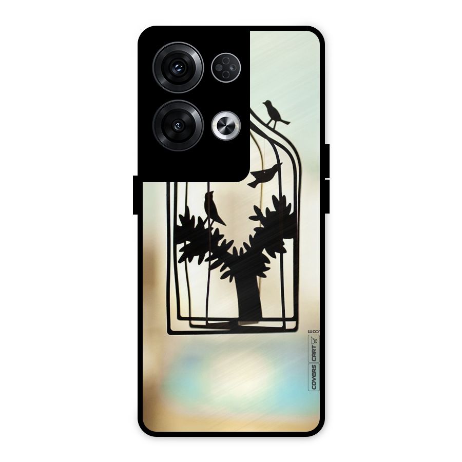 Beautiful Pegion Cage Metal Back Case for Oppo Reno8 Pro 5G