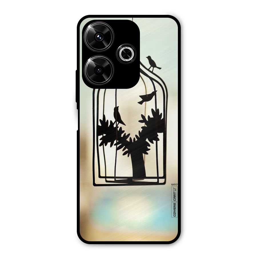 Beautiful Pegion Cage Metal Back Case for Poco M6 Plus