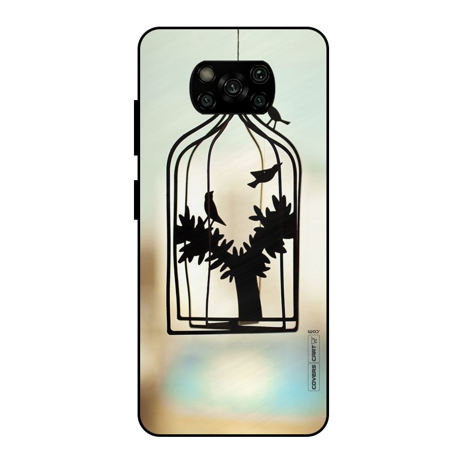 Beautiful Pegion Cage Metal Back Case for Poco X3