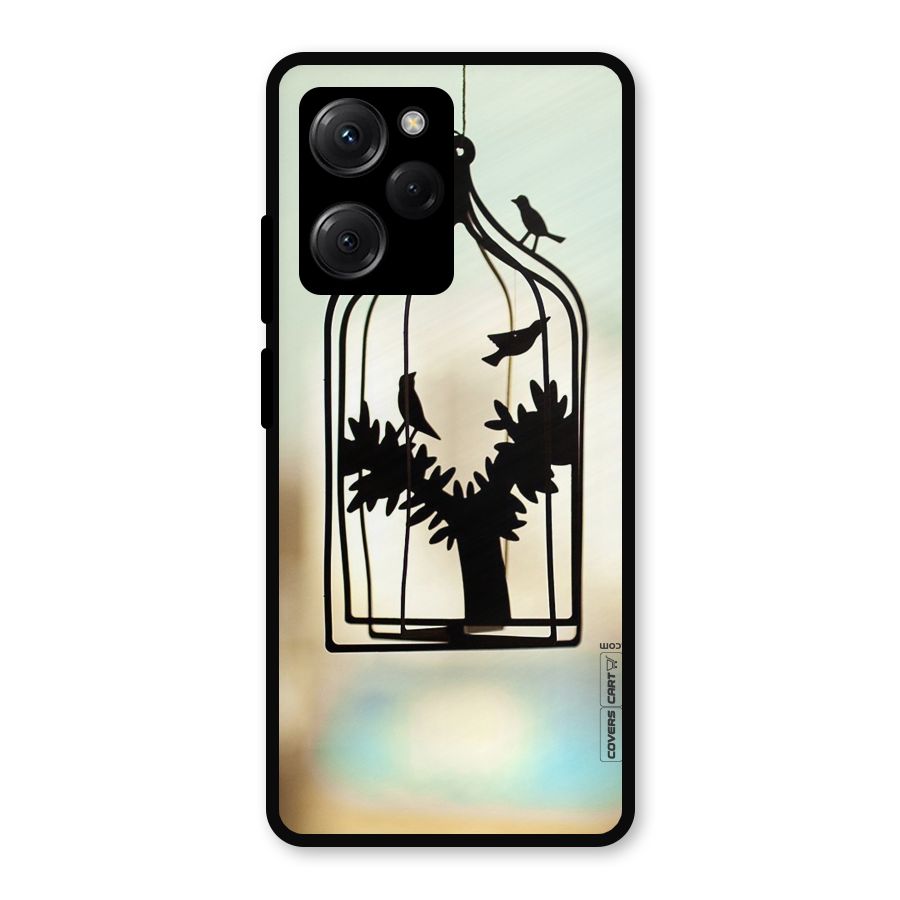 Beautiful Pegion Cage Metal Back Case for Poco X5 Pro