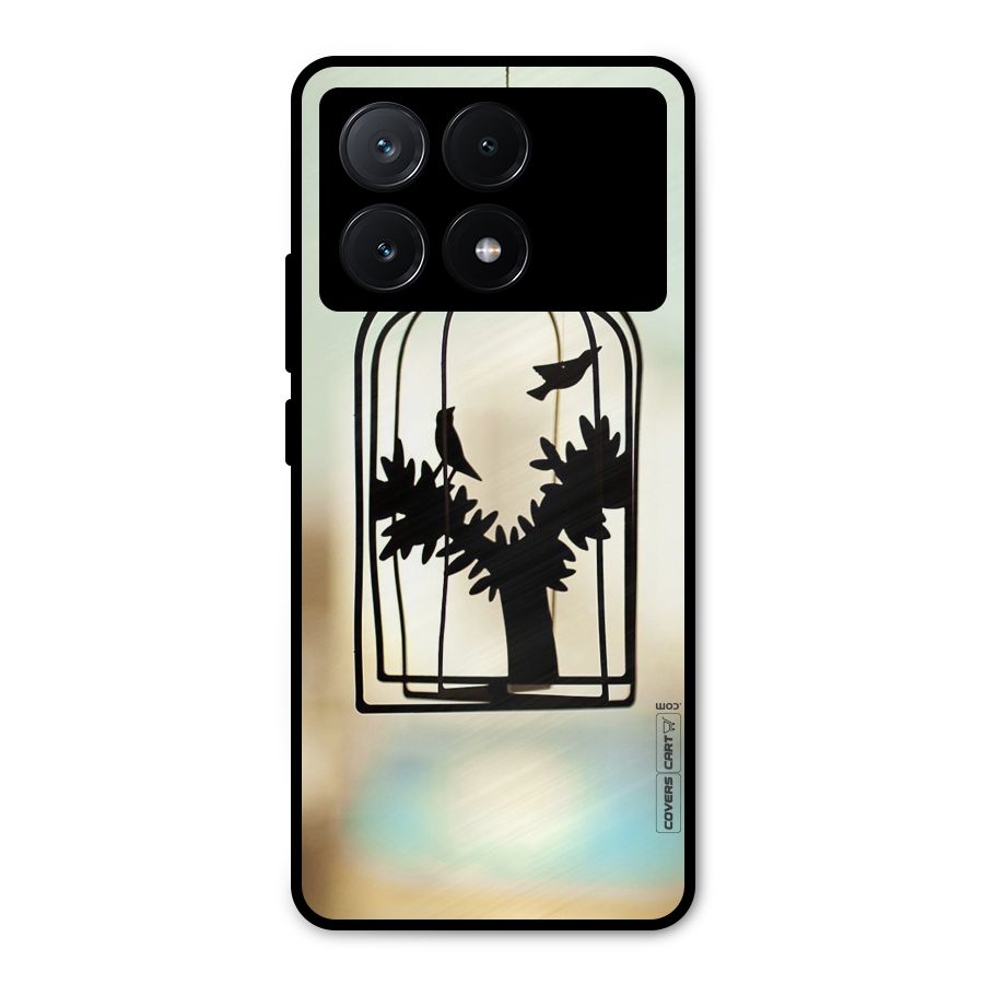 Beautiful Pegion Cage Metal Back Case for Poco X6 Pro