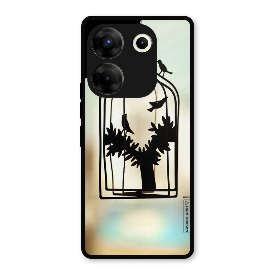 Beautiful Pegion Cage Metal Back Case for Tecno Camon 20 Pro