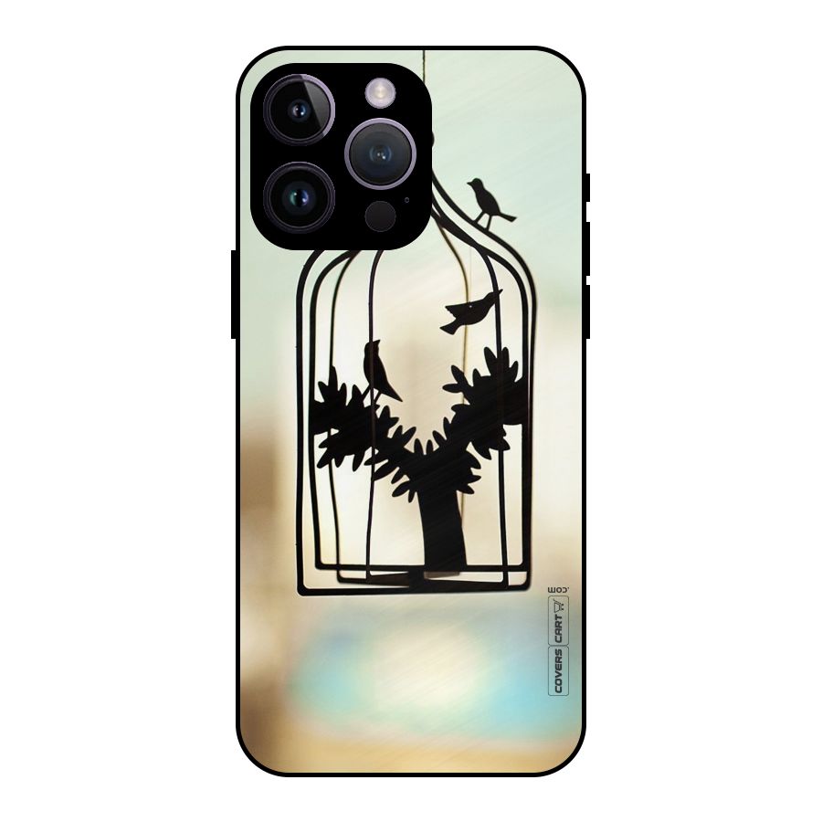 Beautiful Pegion Cage Metal Back Case for iPhone 14 Pro Max