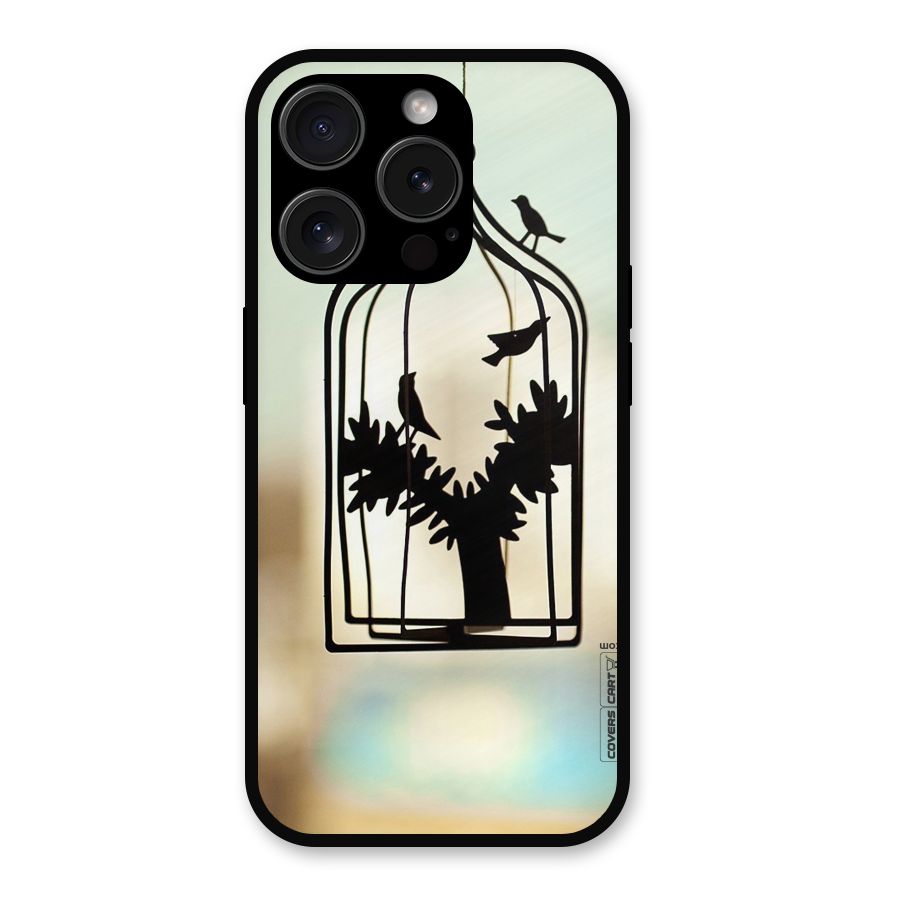 Beautiful Pegion Cage Metal Back Case for iPhone 15 Pro