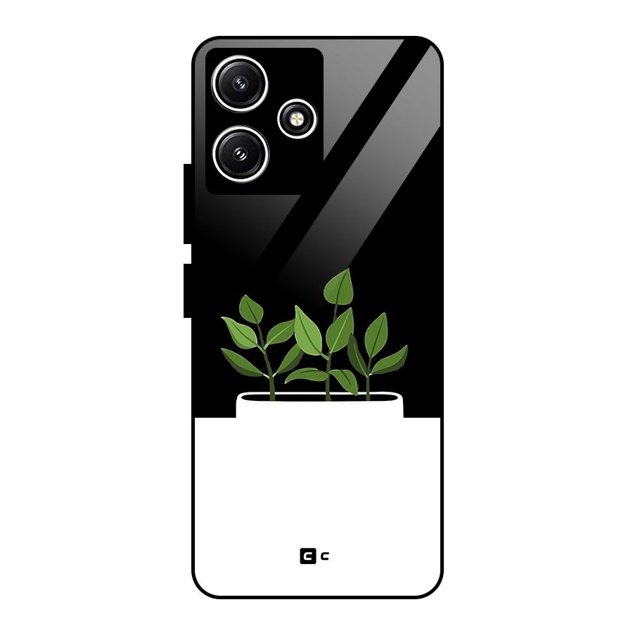 Beautiful Plant Pot Minimalistic Glass Back Case for Redmi 12 5G