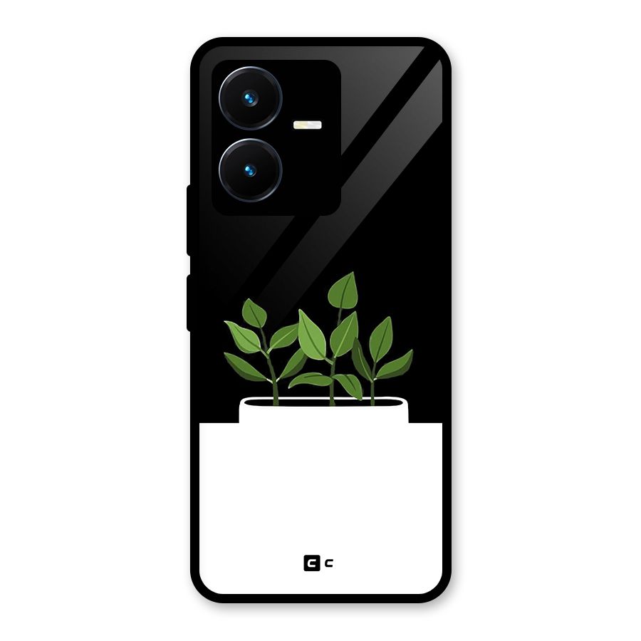 Beautiful Plant Pot Minimalistic Glass Back Case for Vivo Y22s