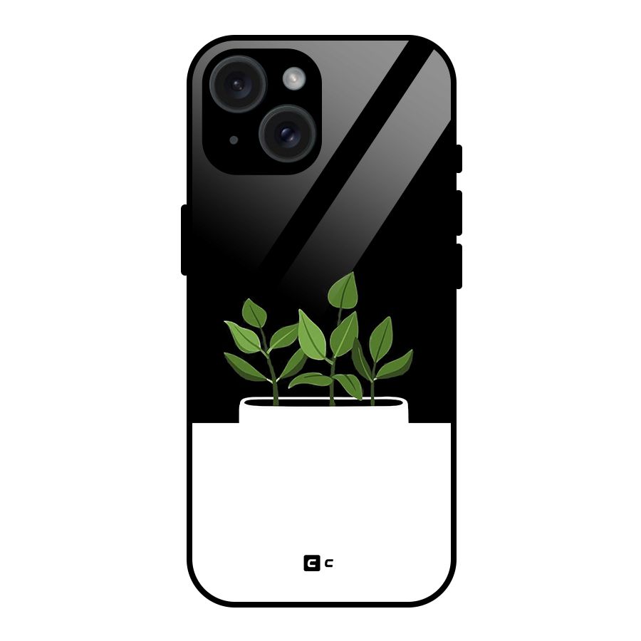 Beautiful Plant Pot Minimalistic Glass Back Case for iPhone 15