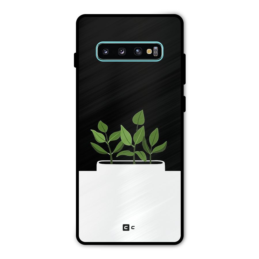 Beautiful Plant Pot Minimalistic Metal Back Case for Galaxy S10 Plus