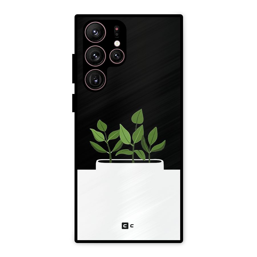 Beautiful Plant Pot Minimalistic Metal Back Case for Galaxy S22 Ultra 5G