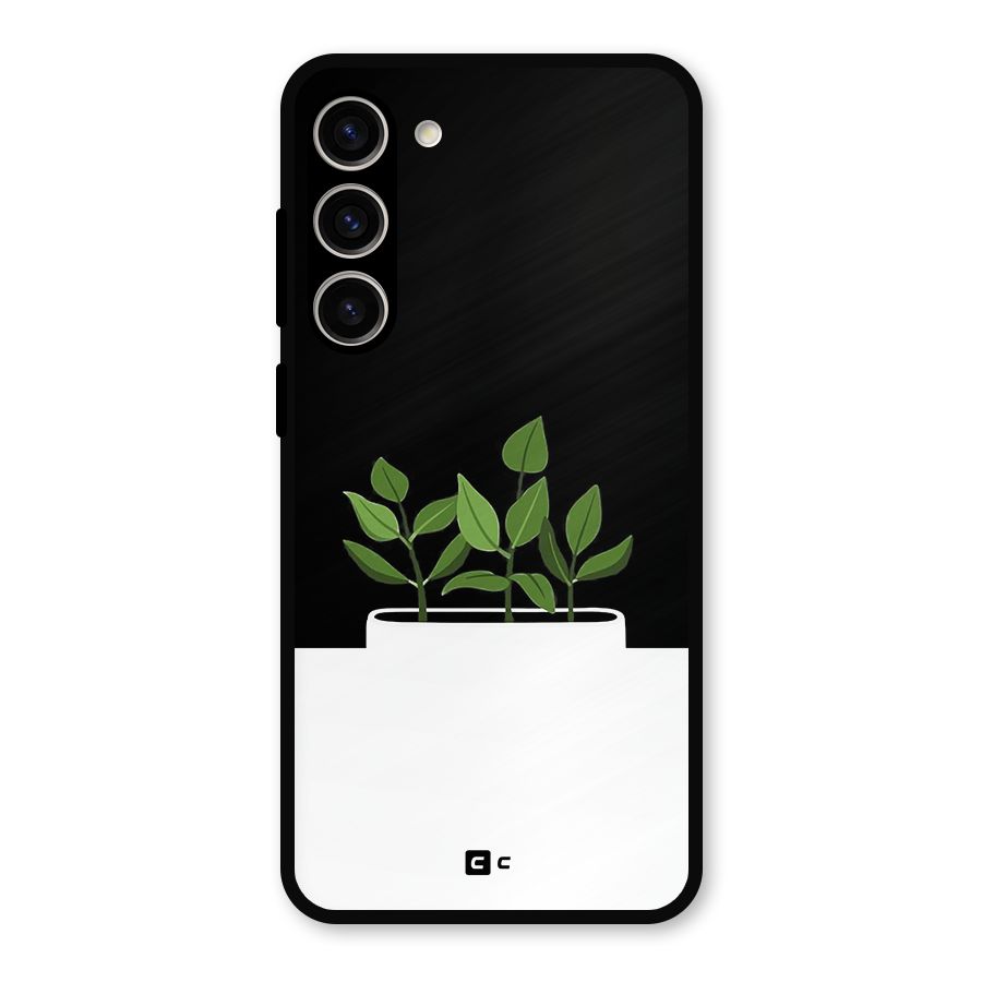 Beautiful Plant Pot Minimalistic Metal Back Case for Galaxy S23 Plus