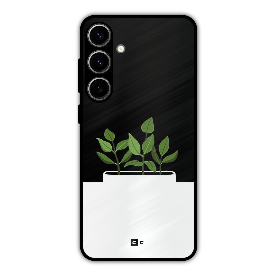Beautiful Plant Pot Minimalistic Metal Back Case for Galaxy S24 Plus