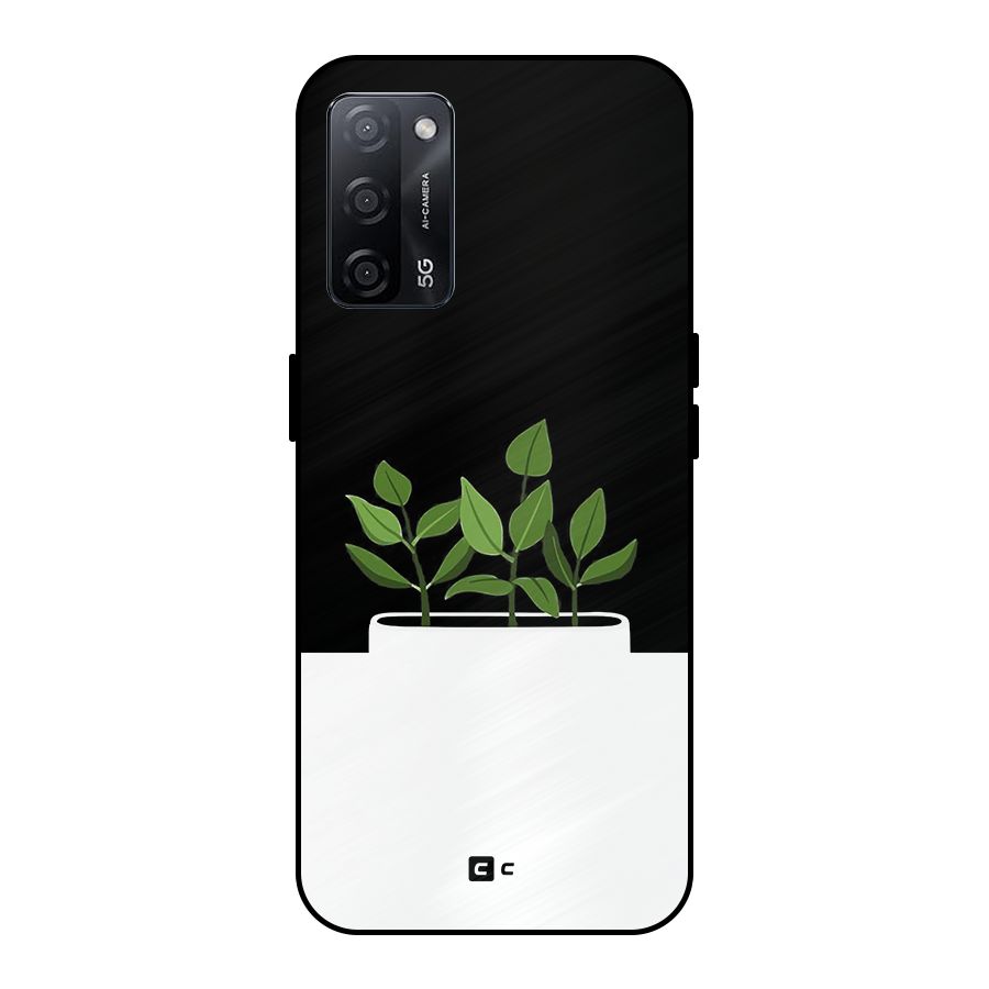 Beautiful Plant Pot Minimalistic Metal Back Case for Oppo A53s 5G