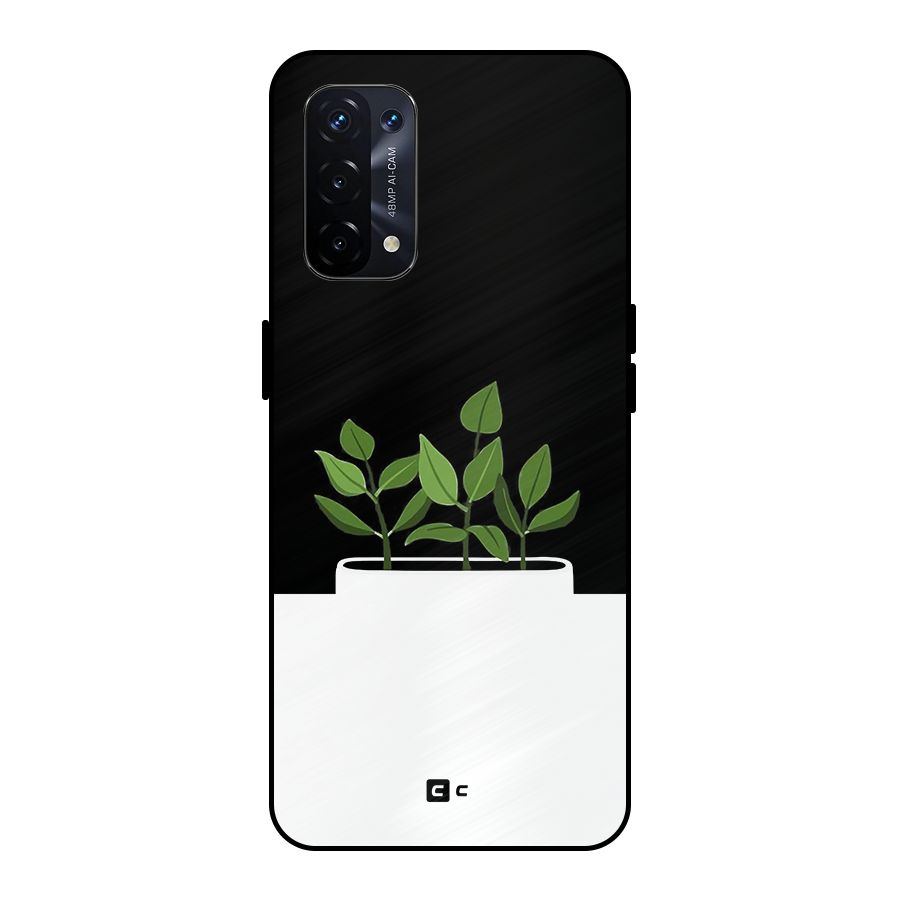 Beautiful Plant Pot Minimalistic Metal Back Case for Oppo A74 5G