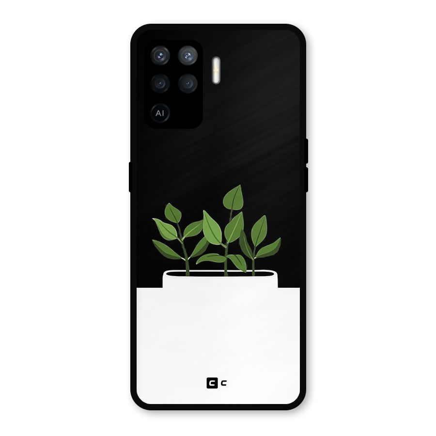 Beautiful Plant Pot Minimalistic Metal Back Case for Oppo F19 Pro