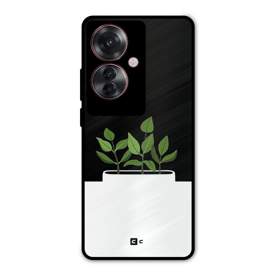 Beautiful Plant Pot Minimalistic Metal Back Case for Oppo F25 Pro