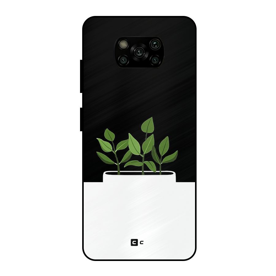 Beautiful Plant Pot Minimalistic Metal Back Case for Poco X3