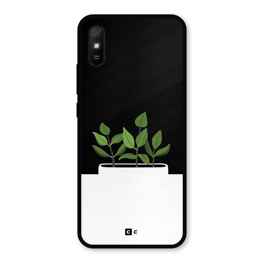 Beautiful Plant Pot Minimalistic Metal Back Case for Redmi 9a