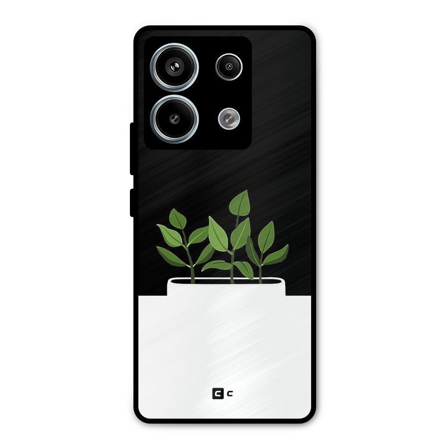 Beautiful Plant Pot Minimalistic Metal Back Case for Redmi Note 13 Pro 5G