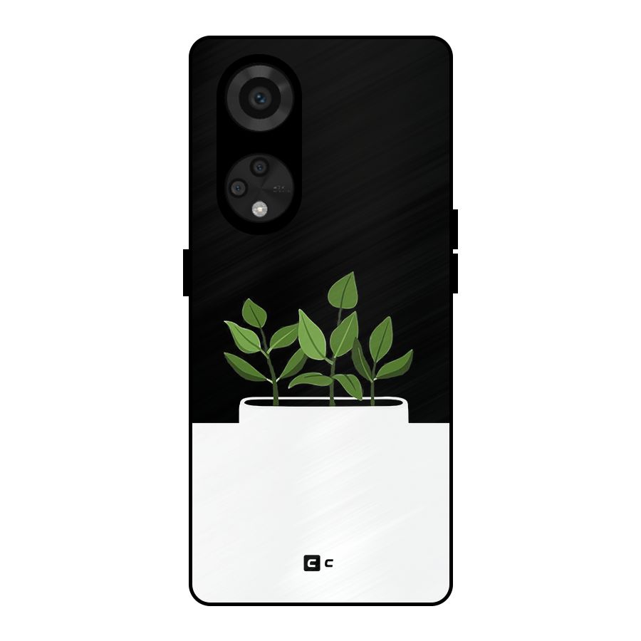 Beautiful Plant Pot Minimalistic Metal Back Case for Reno8 T 5G