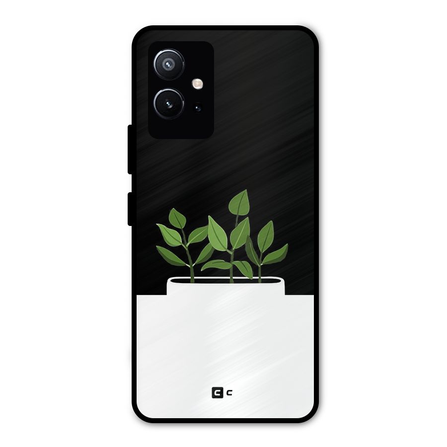 Beautiful Plant Pot Minimalistic Metal Back Case for Vivo T1 5G