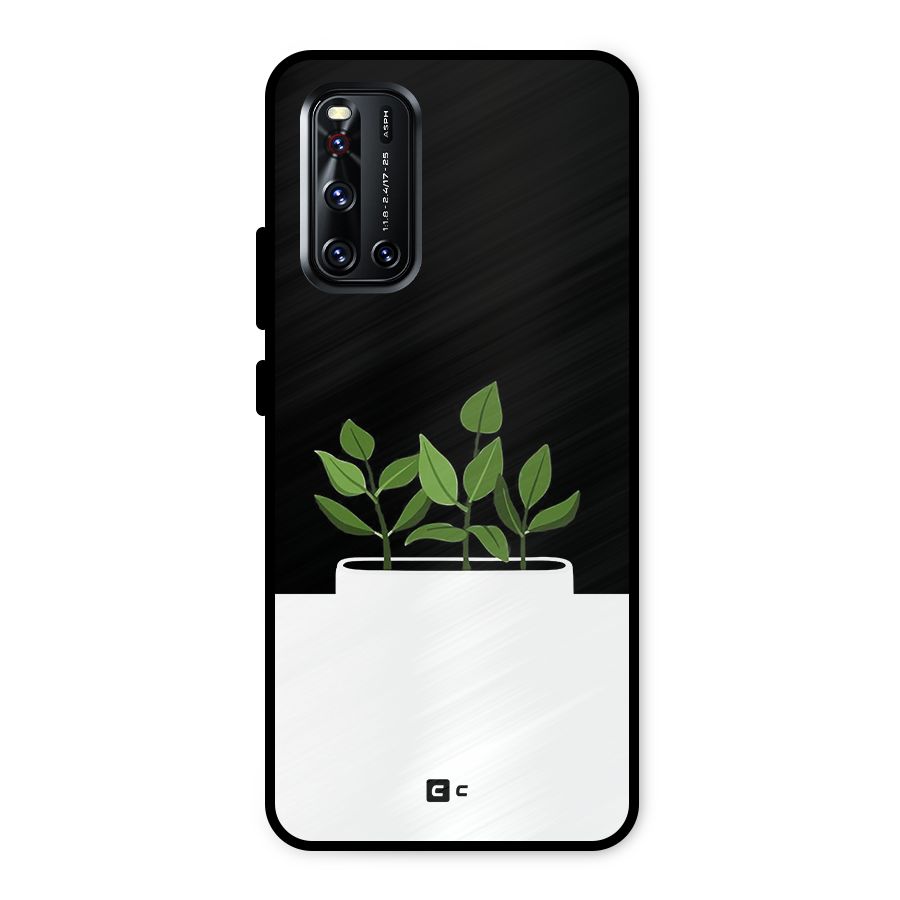 Beautiful Plant Pot Minimalistic Metal Back Case for Vivo V19