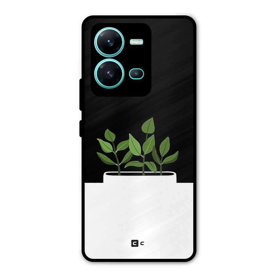Beautiful Plant Pot Minimalistic Metal Back Case for Vivo V25