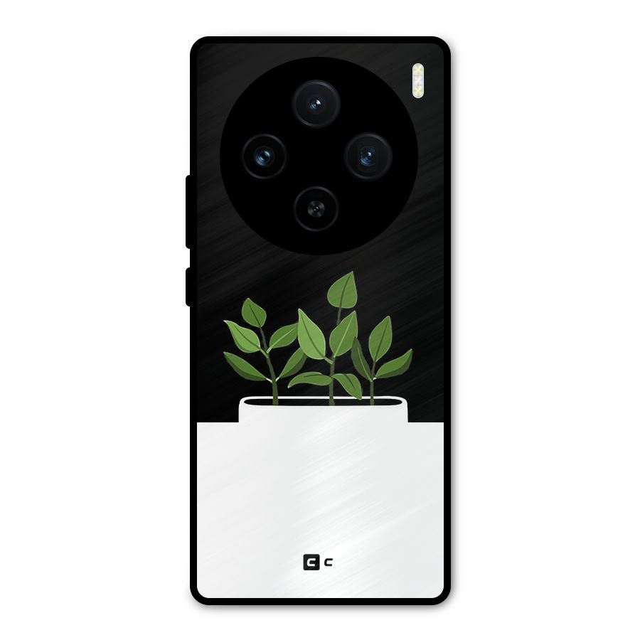 Beautiful Plant Pot Minimalistic Metal Back Case for Vivo X100