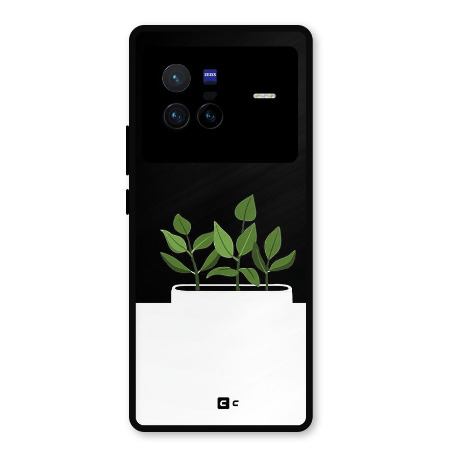 Beautiful Plant Pot Minimalistic Metal Back Case for Vivo X80