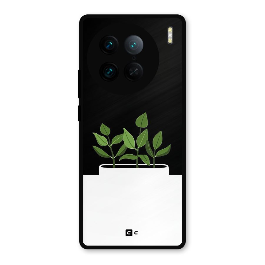 Beautiful Plant Pot Minimalistic Metal Back Case for Vivo X90 Pro
