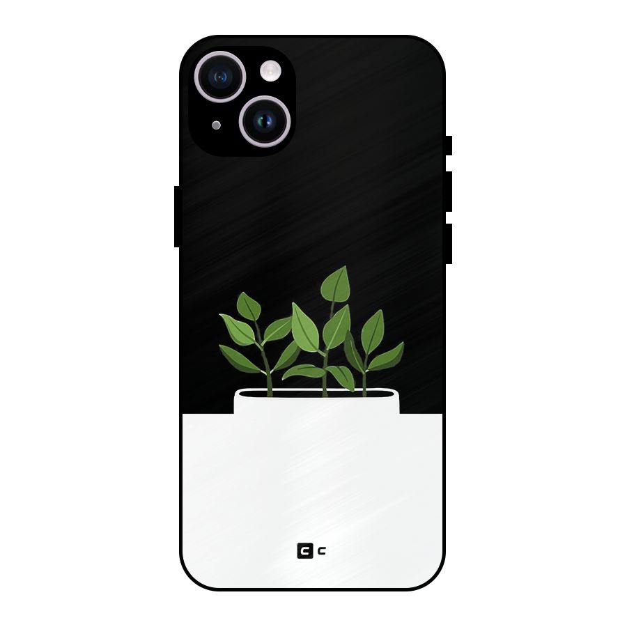 Beautiful Plant Pot Minimalistic Metal Back Case for iPhone 14 Plus