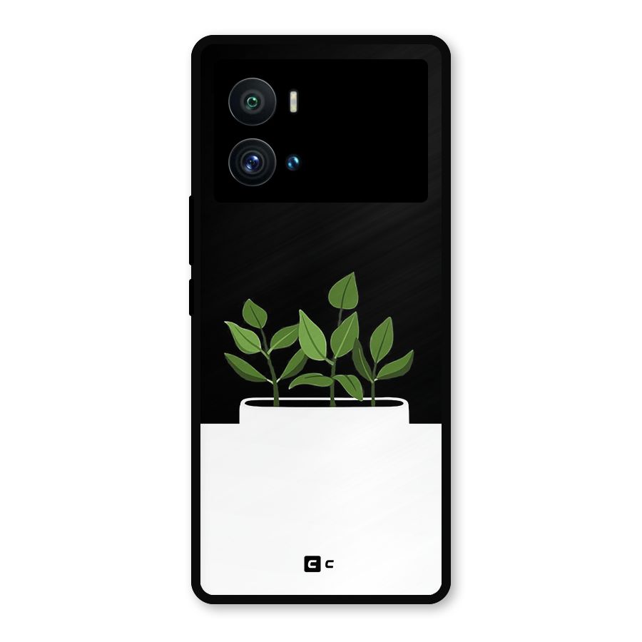 Beautiful Plant Pot Minimalistic Metal Back Case for iQOO 9 Pro