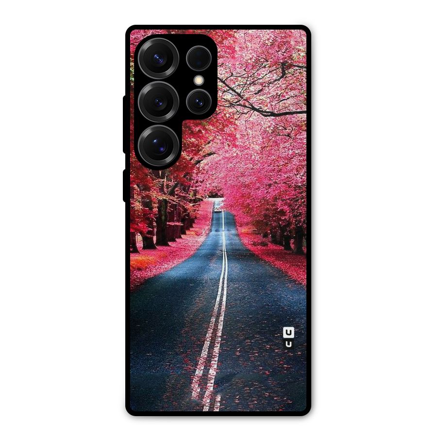 Beautiful Red Trees Metal Back Case for Galaxy S25 Ultra
