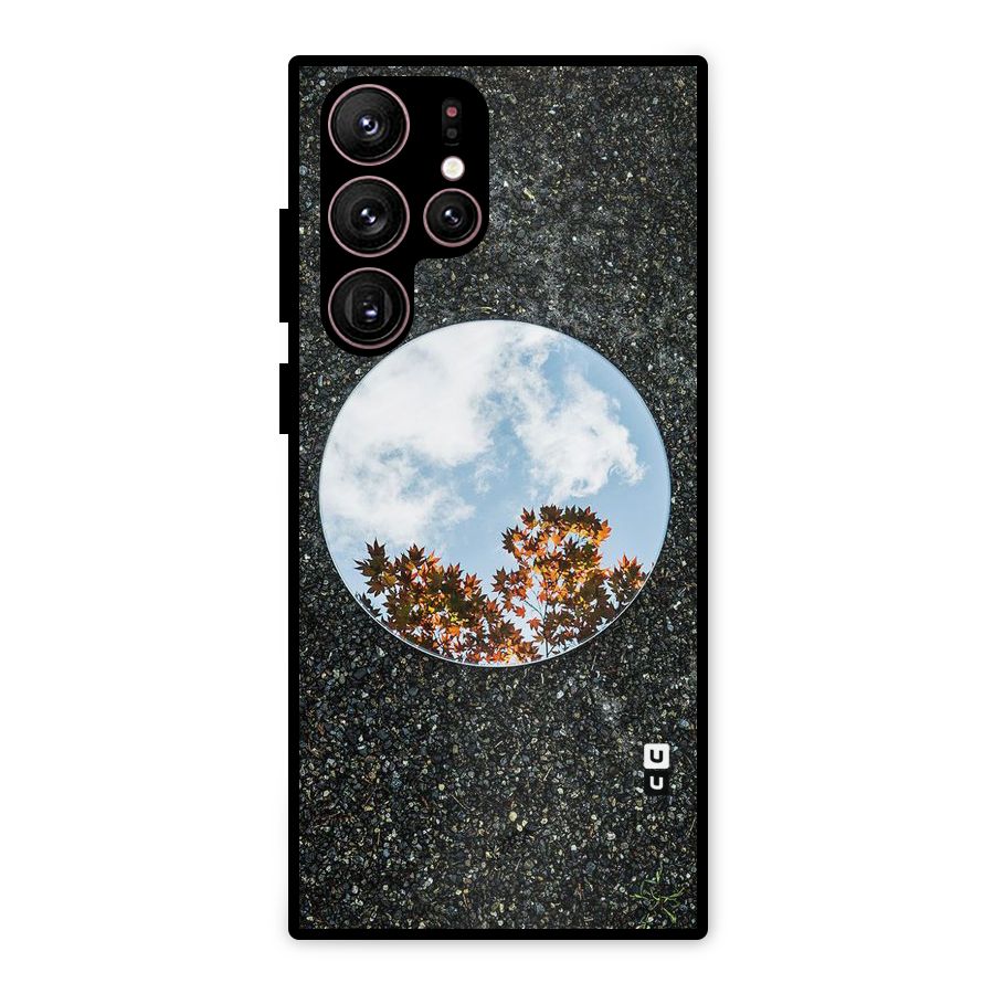 Beautiful Sky Leaves Metal Back Case for Galaxy S22 Ultra 5G