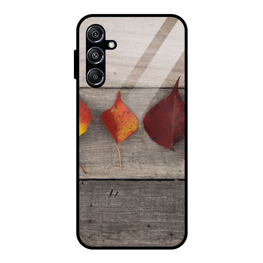Beautiful Wood Leafs Glass Back Case for Galaxy M34 5G