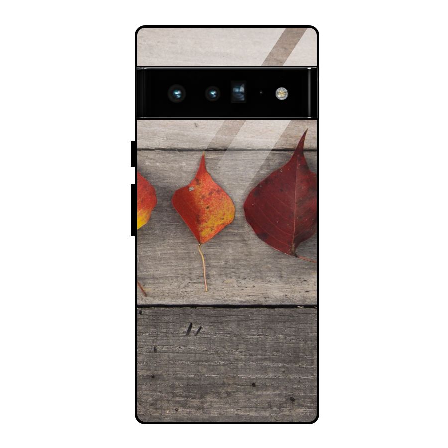Beautiful Wood Leafs Glass Back Case for Google Pixel 6 Pro