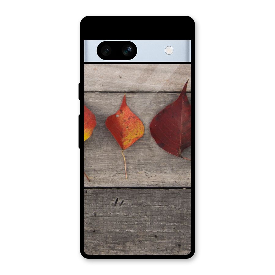 Beautiful Wood Leafs Glass Back Case for Google Pixel 7a
