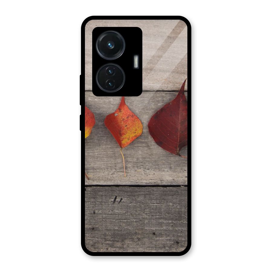 Beautiful Wood Leafs Glass Back Case for Vivo T1 44W
