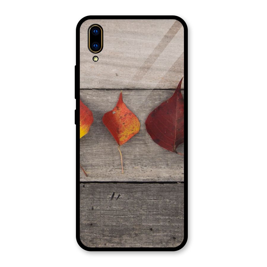 Beautiful Wood Leafs Glass Back Case for Vivo V11 Pro