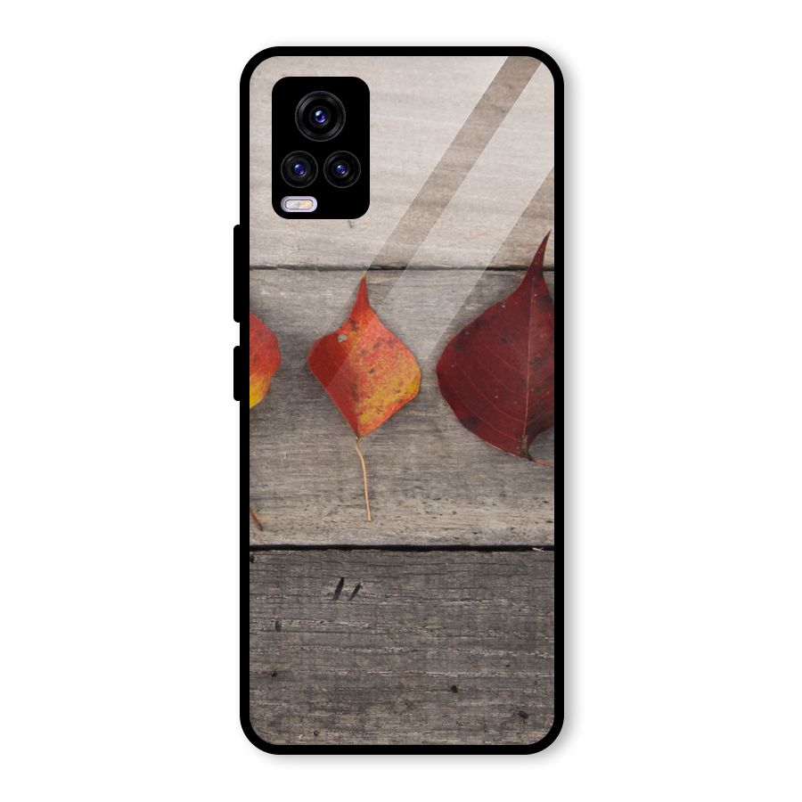 Beautiful Wood Leafs Glass Back Case for Vivo V20 2021