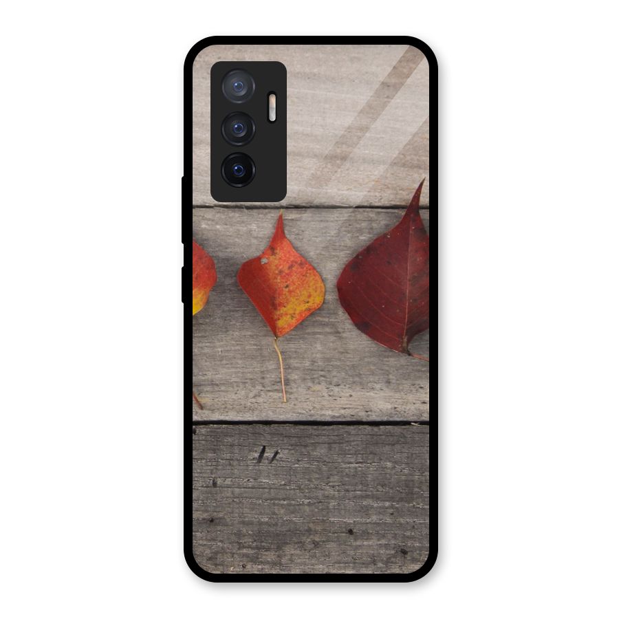 Beautiful Wood Leafs Glass Back Case for Vivo V23e