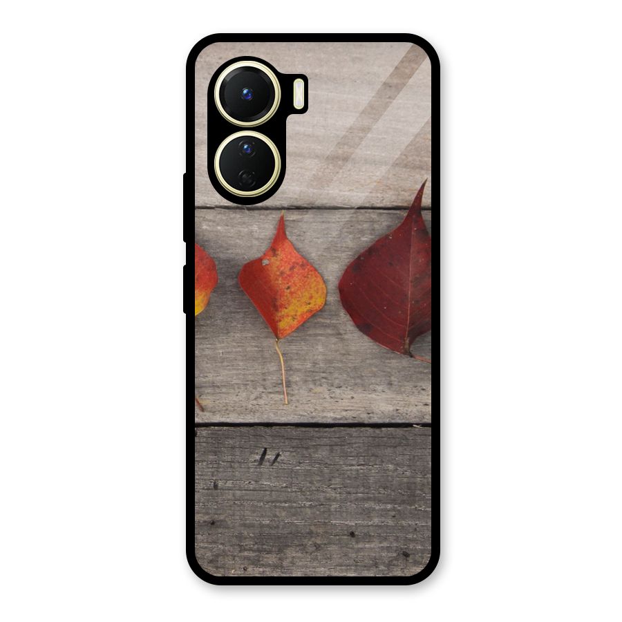 Beautiful Wood Leafs Glass Back Case for Vivo Y16