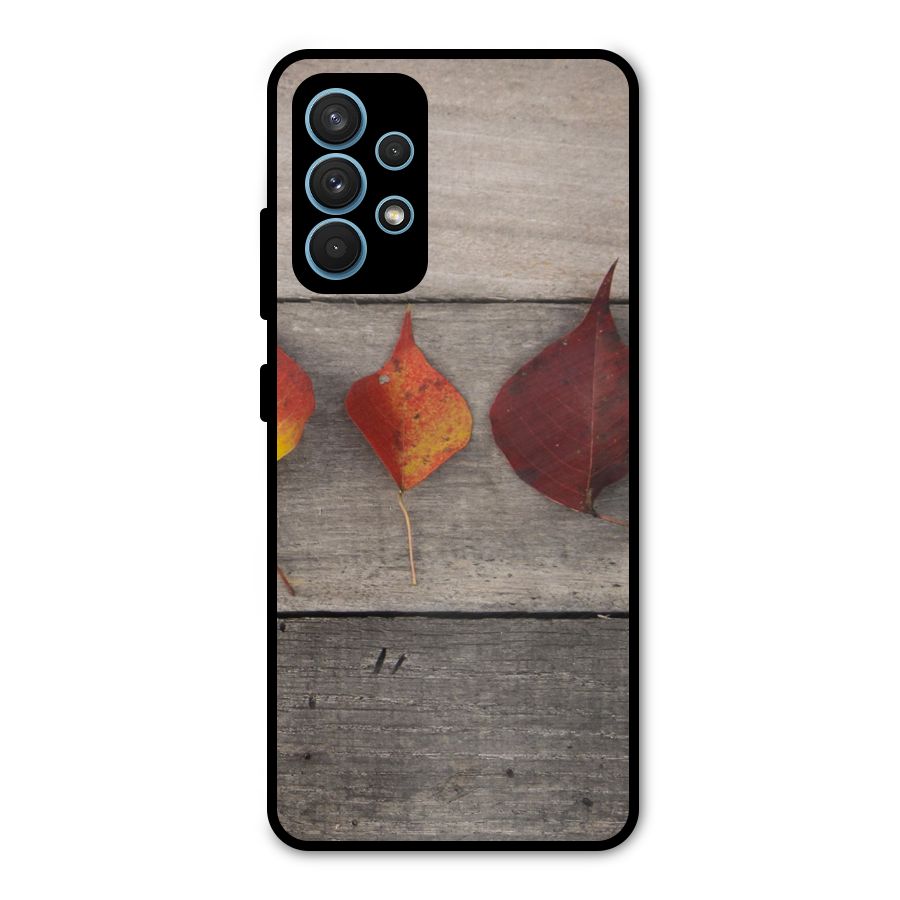 Beautiful Wood Leafs Metal Back Case for Galaxy A32