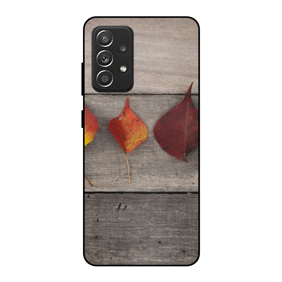Beautiful Wood Leafs Metal Back Case for Galaxy A52s 5G